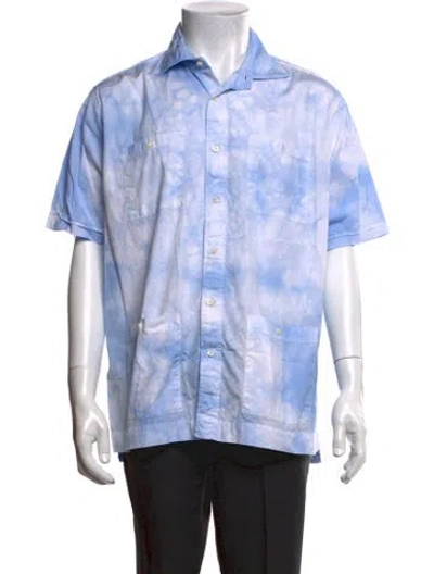 Pre-owned Sid Mashburn Tie-dye Print Short Sleeve Shirt In Blue