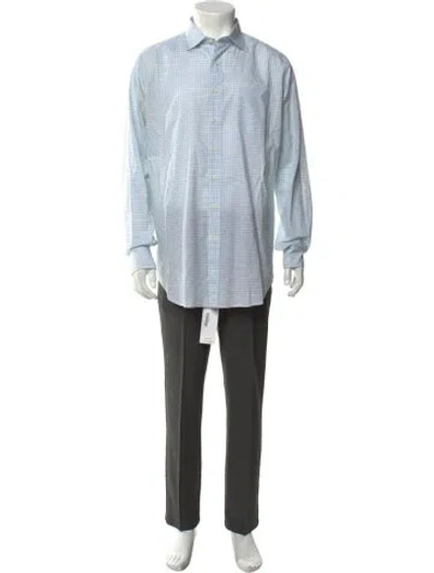 Pre-owned Sid Mashburn Vintage Plaid Print Dress Shirt In Blue