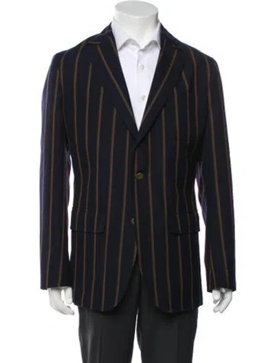 Pre-owned Sid Mashburn Virgin Wool Striped Blazer In Blue