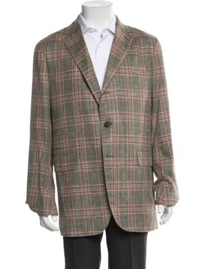Pre-owned Sid Mashburn Wool Plaid Print Blazer In Multi