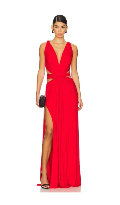 Sid Neigum 4 Way V Neck Knot Dress In Red