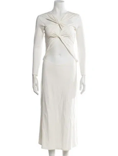 Pre-owned Sid Neigum Asymmetrical Long Dress In White