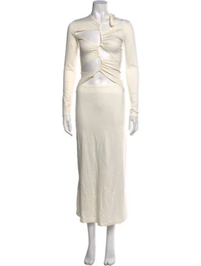 Pre-owned Sid Neigum Asymmetrical Long Dress In White