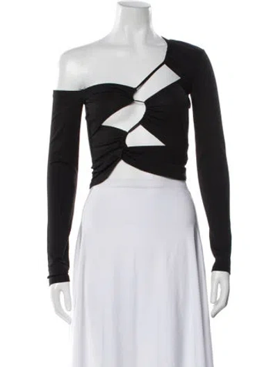 Pre-owned Sid Neigum Asymmetrical Long Sleeve Crop Top In Gray