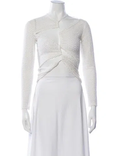 Pre-owned Sid Neigum Asymmetrical Long Sleeve Top In White