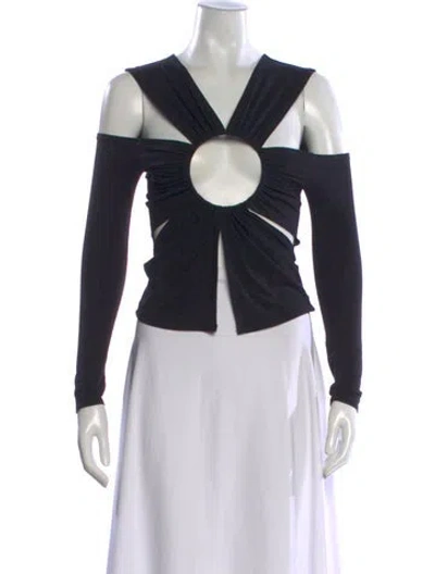 Pre-owned Sid Neigum Bamboo Asymmetrical Top In Black