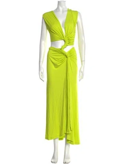 Pre-owned Sid Neigum Bamboo Long Dress In Green