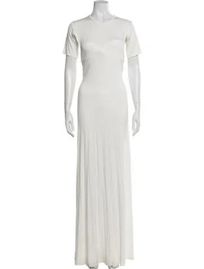 Pre-owned Sid Neigum Bamboo Long Dress In Neutrals/white