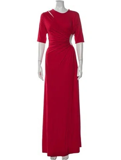 Pre-owned Sid Neigum Bamboo Long Dress In Red
