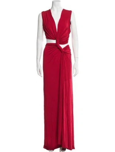 Pre-owned Sid Neigum Bamboo Long Dress In Red