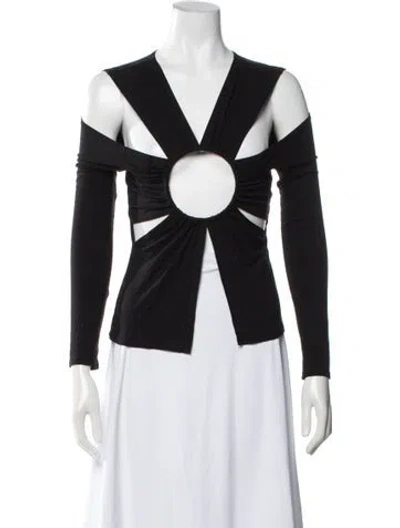 Pre-owned Sid Neigum Bamboo V-neck Top In Black