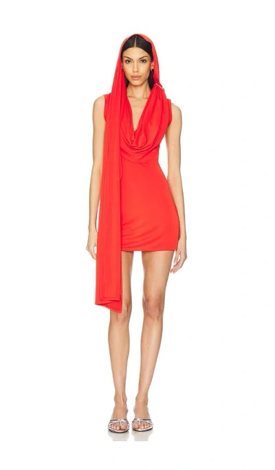 Sid Neigum Cape Cowl Mini Dress In Red