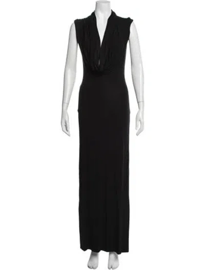 Pre-owned Sid Neigum Cowl Neck Long Dress In Black