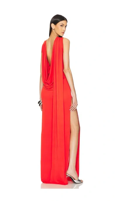 Sid Neigum Floor Length Cowl Back Dress In Red