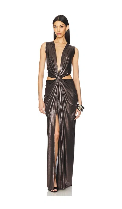 Sid Neigum Floor Length Knot Dress In Metallic
