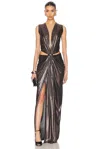 Sid Neigum Floor Length Knot Dress In Metallic Espresso