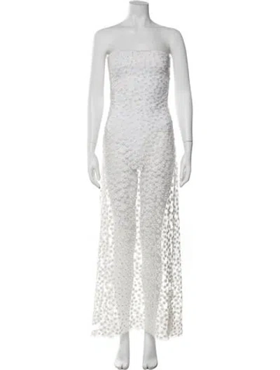 Pre-owned Sid Neigum Floral Print Long Dress W/ Tags In White