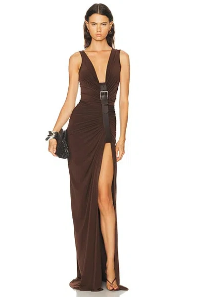 Sid Neigum Gathered Belt Dress In Espresso