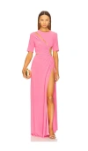 Sid Neigum Gathered Slit Maxi Dress In 粉色