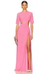 Sid Neigum Gathered Slit Maxi Dress In Pink