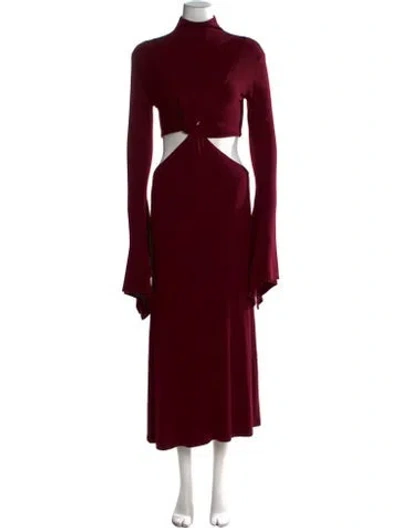 Pre-owned Sid Neigum Mock Neck Long Dress In Burgundy