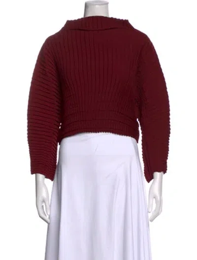 Pre-owned Sid Neigum Mock Neck Long Sleeve Top In Red