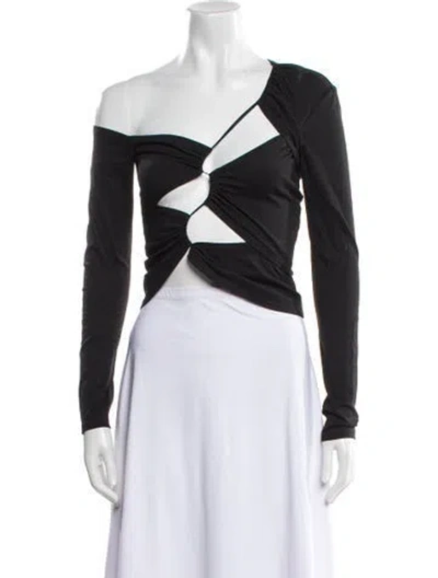Pre-owned Sid Neigum One-shoulder Long Sleeve Crop Top In Black