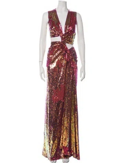 Pre-owned Sid Neigum Printed Long Dress In Multicolor
