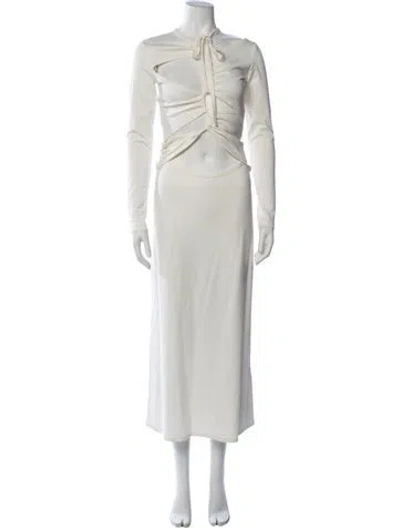 Pre-owned Sid Neigum Tie Neck Long Dress W/ Tags In White