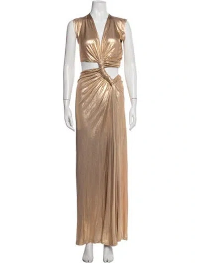 Pre-owned Sid Neigum V-neck Long Dress In Neutrals