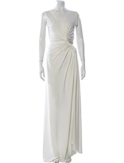 Pre-owned Sid Neigum V-neck Long Dress W/ Tags In White