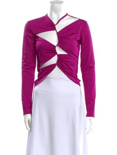 Pre-owned Sid Neigum V-neck Long Sleeve Crop Top In Purple