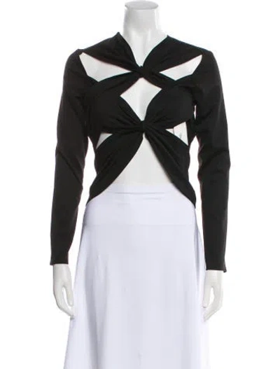 Pre-owned Sid Neigum V-neck Long Sleeve Crop Top W/ Tags In Black