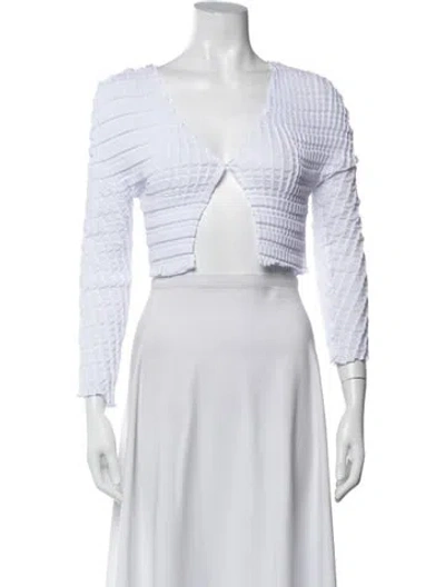 Pre-owned Sid Neigum V-neck Long Sleeve Top In White