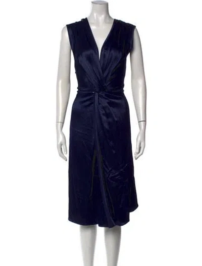 Pre-owned Sid Neigum V-neck Midi Length Dress In Purple