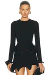 Sid Neigum Wave Sleeve Bamboo Top In Black