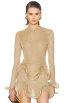 Sid Neigum Wave Sleeve Bamboo Top In Gold