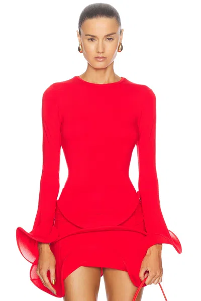 Sid Neigum Wave Sleeve Top In Red