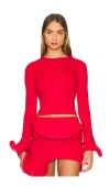 Sid Neigum Wave Sleeve Top In Red
