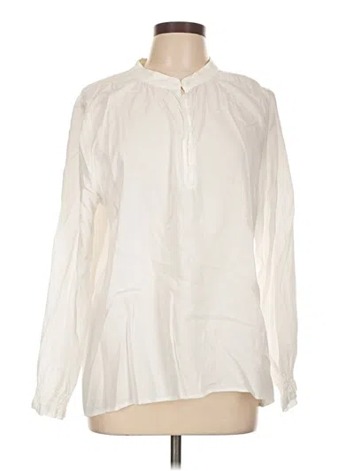 Pre-owned Side Stitch Long Sleeve Blouse In White