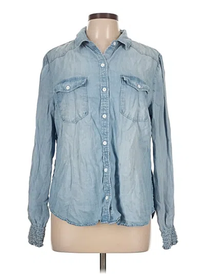 Pre-owned Side Stitch Long Sleeve Button Down Shirt In Blue