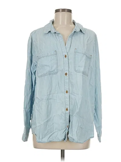 Pre-owned Side Stitch Long Sleeve Button Down Shirt In Blue