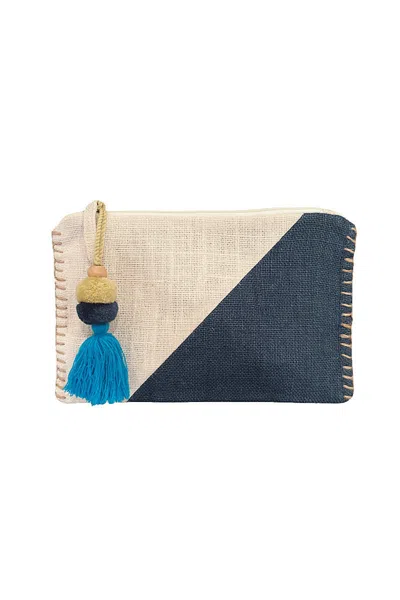Sidney Byron Women's Blue Navy Suncatcher Zippered Pouch With Terrycloth Interior