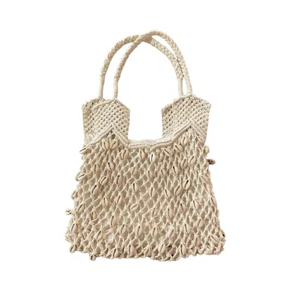 Sidney Byron Women's Neutrals Macrame Bag With Cowrie Shells