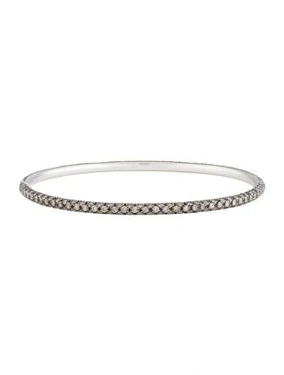 Pre-owned Sidney Garber 18k 3.64ctw Diamond Bangle Bracelet, 8" In Multi