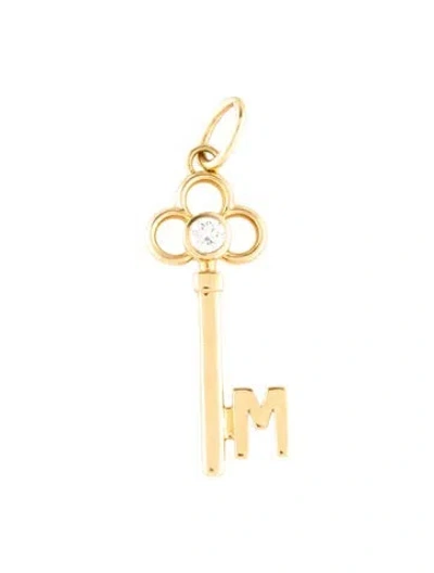 Pre-owned Sidney Garber 18k Diamond Key Initial 'm' Charm, 1.25" In Multi