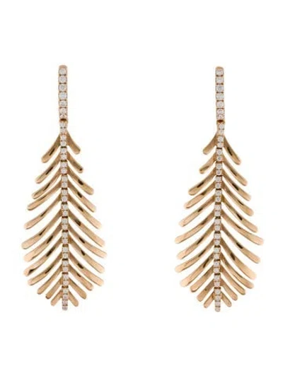 Pre-owned Sidney Garber 18k Diamond Spine Plume Drop Earrings In Multi
