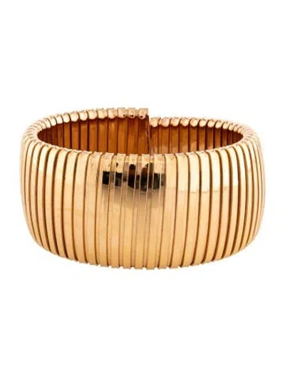 Pre-owned Sidney Garber 18k Tubogas Dome Cuff, 6.5" In Multicolor