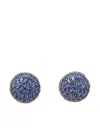 Sidney Garber 18k White Gold Blue Sapphire Pave Button Earrings In Blue