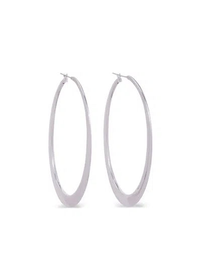 Sidney Garber 18k White Gold Crescent Hoops Earrings In Silver